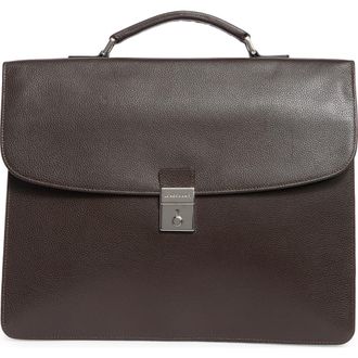Longchamp Leather Flap Briefcase in Moka at Nordstrom Rack