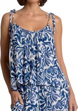 Elan Solstice Tie Strap Tank Top In Blue Coraline