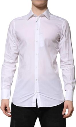 Dolce & Gabbana Wit Goud Lange Mouwen Formeel Overhemd - Heren - Zakelijke Overhemden - Wit - S - Katoen - Overhemden