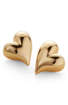 JENNY BIRD Art Heart Button Stud Earrings in High Polish Gold at Nordstrom