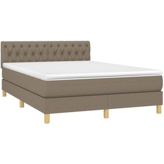 vidaXL Vidaxl - Cama Box Spring Con Colch&oacute;n Led Tela Gris Taupe 140x200 Cm