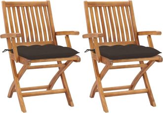vidaXL Vidaxl - Sillas De Jard&iacute;n 2 Uds Madera De Teca Con Cojines Gris Taupe