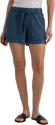 Kut from the Kloth Katana Drawstring Linen Blend Shorts in Coastal Blue at Nordstrom, Size X-Large