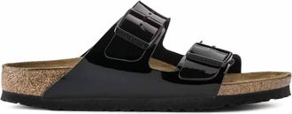 Birkenstock Womens Arizona Birko Flor Sandal In Black Patent