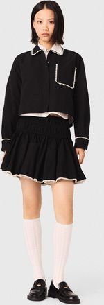 Maje Beaded Taffeta Skirt - Black - Maje