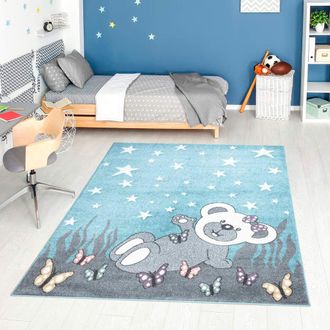 Carpet City Kinderteppich »ANIME916« rechteckig 11 mm Höhe Kinderzimmer Teppich Modern mit Mond, Blumen, Wolken, Creme, Multi