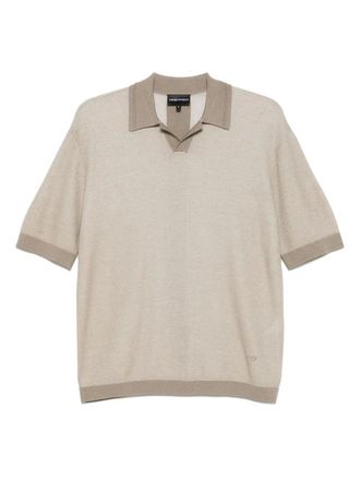 Emporio Armani Gebreid poloshirt - Grijs