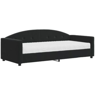 vidaXL Sof&aacute; Cama Con Colch&oacute;n Terciopelo Negro 90x190 Cm Vidaxl