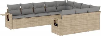 vidaXL Juego De Sof&aacute;s Jard&iacute;n Con Cojines Beige 10 Pzas Rat&aacute;n Sint&eacute;tico Vidaxl