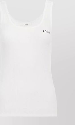 Chlo&eacute; ribbed cotton sleeveless tank top