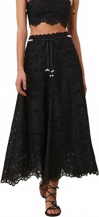 Zimmermann Rhiannon Embroidered Skirt In Black