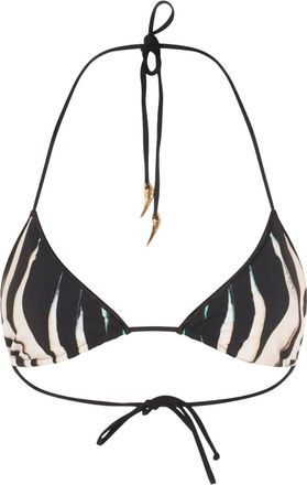 Roberto Cavalli Ray of Sea-print bikini top - women - Nylon/Spandex/Elastane - S - Black