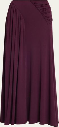Paco Rabanne Ruched Jersey A-Line Maxi Skirt
