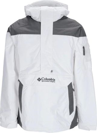 Columbia Jassen, Heren, Wit, S, Polyester, Witte Anorak Pullover Jas met Hoge Hals