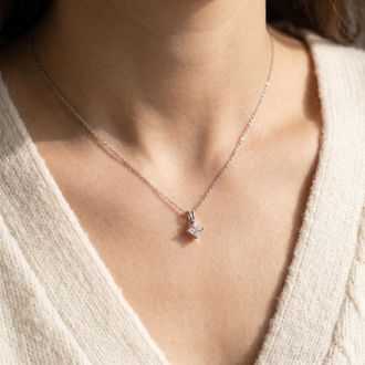 Pompeii3 1/4ct Princess Cut Solitaire Diamond Pendant 14K White Gold