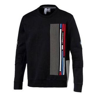 Puma Bmw Motorsport Contrasting Colors Sports Pullover Round Neck Black 576644-01