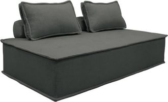 Sweeek Sof&aacute; modular en tela lisa, 2 plazas, gris oscuro