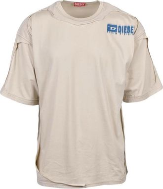 Diesel Beige Cotton Mens Cotton T-shirt