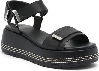 Sorel Sunpeak Ankle Strap Platform Sandal in Black/Black at Nordstrom, Size 10.5