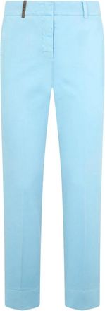 PESERICO Peach-finish Katoenen Twill Broek - Dames - Chinos - Blauw - 2XL - Katoen - Broeken