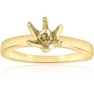 Pompeii3 Yellow Gold 14K Solitaire Semi Mount Engagement Ring Size Selectable
