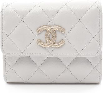 Chanel Gray Grained Calfskin Wallet (Tri-Fold) (Pre-Owned)