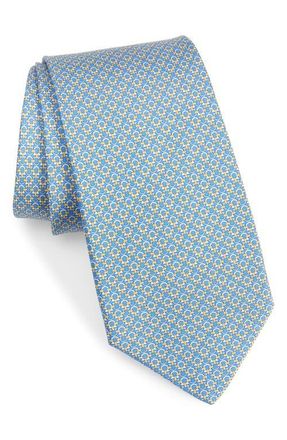 Ferragamo Gancini Pattern Silk Tie in Royal/Giallo at Nordstrom