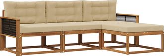 vidaXL Conjunto De Sof&aacute;s De Exterior 4 Uds. Natural Y Beige Vidaxl