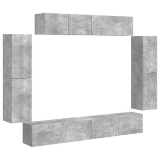 vidaXL Mueble De Tv 8 Pcs Gris Concreto Vidaxl