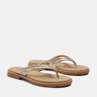 Timberland Sandale TIMBERLAND CALISTA BAY THONG SANDAL, Damen, Gr. 38,5, gold (gold metallic), Leder, Schuhe Sandale