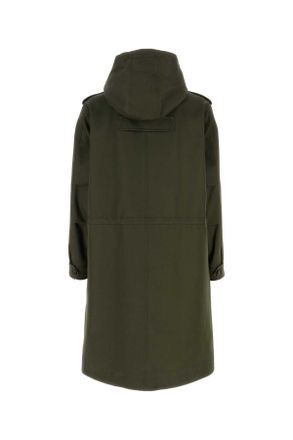Valentino Garavani Mens Army Green Cotton Trench Coat Exterior