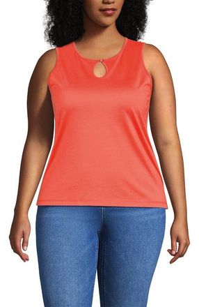 Lands End Plus Size Supima Keyhole Tank in Living Coral at Nordstrom, Size 3 X