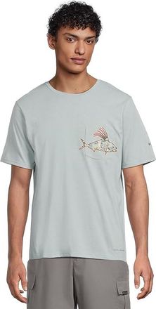 Columbia Wild Cast Pocket T-Shirts Mens Clothing Crushed Blue/PFG Pocket Baja Rooster : 2XL, Cotton/Polyester/Rayon