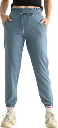 Mono B Cuffed High Waisted Jogger Pants In Sea Spray