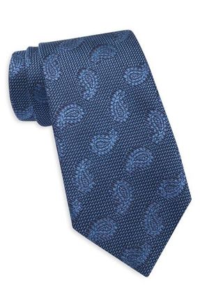 Ermenegildo Zegna Tonal Paisley Petal Silk Tie in Md Blu Fan at Nordstrom