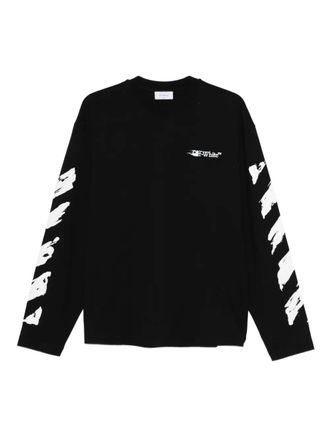 Off-white Airport Tape long-sleeved T-shirt - men - Cotton - S - Black