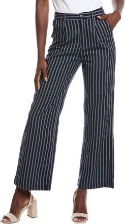 Gracia Striped Linen-Blend Wide Leg Pant