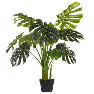 Beliani Planta Artificial En Maceta Verde Y Negro Material Sint&eacute;tico 113 Cm Accesorio Decorativo Para Interiores Monstera Plant