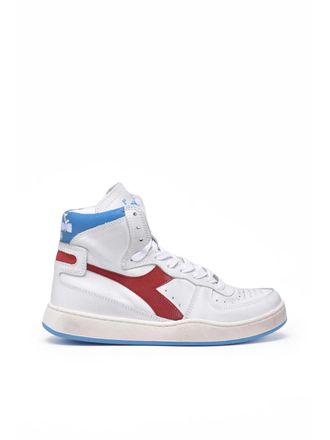 Diadora White Red Leather Basket Sneakers