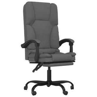 vidaXL Sill&oacute;n De Oficina Reclinable Con Masaje, Tapizado En Tela Gris Oscuro Vidaxl