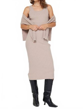Current Air Two Fer Sweater Midi Dress In Beige