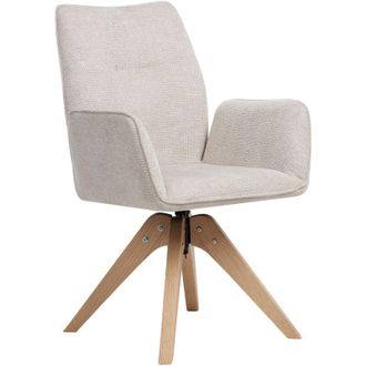 Beliani Silla De Comedor Giratoria Respaldo Alto Lino Beige Claro Mokena