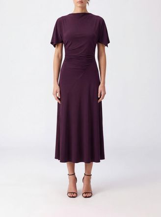 Victoria Beckham Abito midi a tubino Blousey in jersey elasticizzato a maniche corte