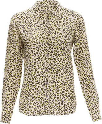 Equipment silk leopard print long sleeve shirt