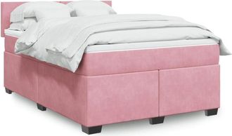 vidaXL Vidaxl - Cama Box Spring Con Colch&oacute;n Terciopelo Rosa 140x190 Cm
