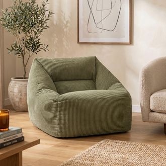 Icon Brand Natalia Jumbo Corduroy Bean Bag Armchair in Green