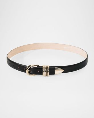 D&eacute;hanche Hollyhock Mixed Metal Leather Belt