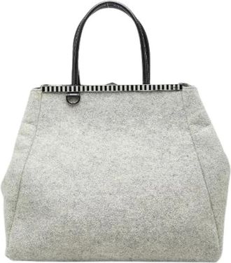 Fendi Pre-owned Handbags, female, Gray, Size: ONE SIZE Pre-owned Tojours Wool Leather Tote Bag
