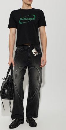 Carne Bollente T-shirt With Glitter-finished Print, Mens, Black