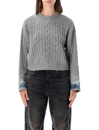 Haikure Karine Cable Wool Denim-Cuff Sweater